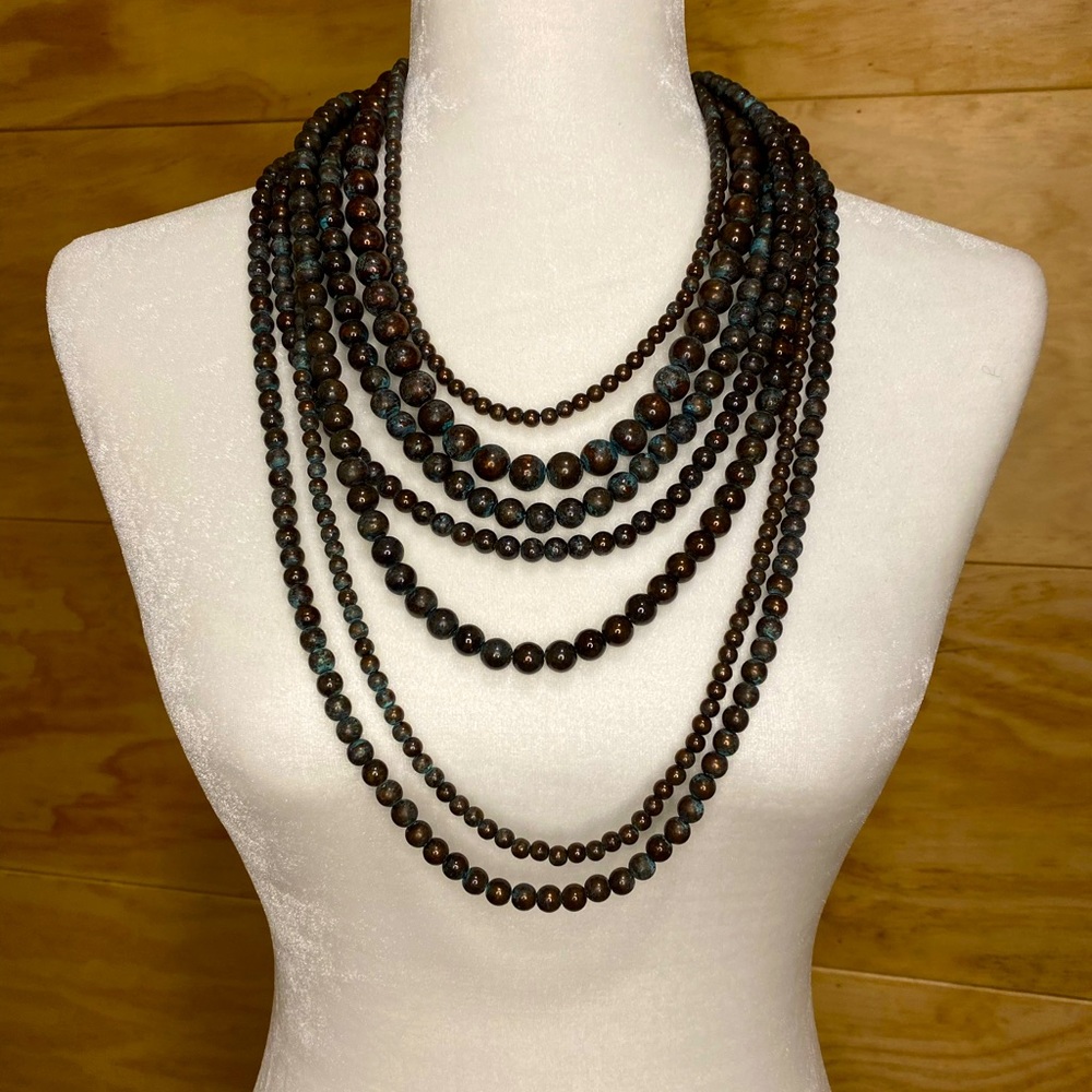 Gorgeous Layered Patina Beaded Necklace